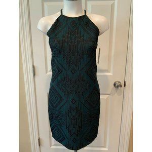 Parker Juniper Green Jaden Sheath Dress W/ Black Geometric Pattern, Size M, NWT!